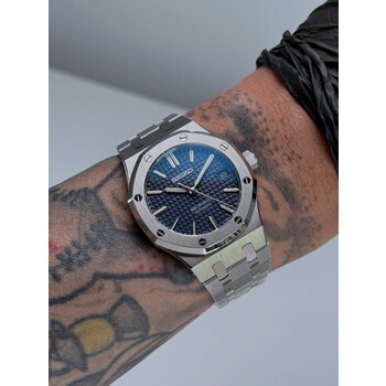 Custom Seiko Mod • Navy Blue Waffle AP with Blue AR Automatic Watch • 37mm